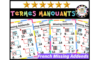 Termes Manquants |French Missing Addend Worksheets Domino