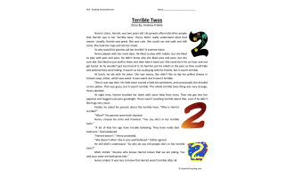 Terrible Twos Reading Comprehension Worksheet