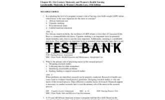 Test Bank for Maternity & Women’s Health Care 13th Edition