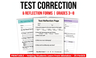 Test Correction & Reflection Forms | Grades 3–8