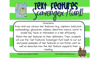 Text Features Scavenger Hunt Activity