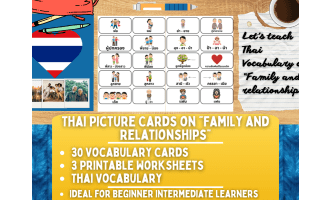 Thai Picture Vocabulary Flashcards - Family & Relationships