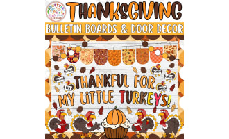 Thankful For : Thanksgiving & Fall Bulletin Board or Door Decor Kit