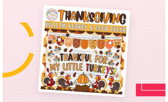 Thankful For : Thanksgiving & Fall Bulletin Board or Door Decor Kit
