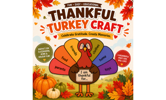 Thankful Turkey Craft Printable Kids Thanksgiving Gratitude Activity
