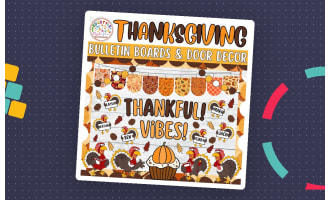 Thankful Vibes! : Thanksgiving & Fall Bulletin Board or Door Decor Kit