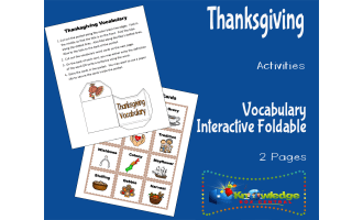 Thanksgiving Activities: Vocabulary Interactive Foldable