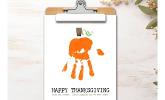 Thanksgiving Crafts- Pumpkin Handprint Art, Fall Homeschool Activity