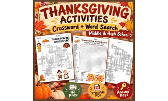Thanksgiving Crossword & Word Search Activities