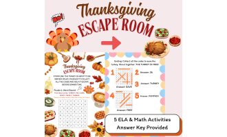 Thanksgiving Escape Room Puzzles | Holiday Activity Pack