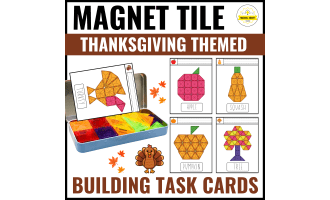 Thanksgiving Magnetic Magnet Tile Task Cards Building | Fine Motor