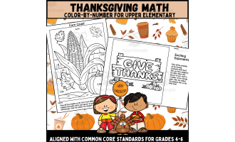 Thanksgiving Math Color By Number for 4th-6th Grade