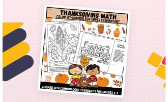 Thanksgiving Math Color By Number for 4th-6th Grade