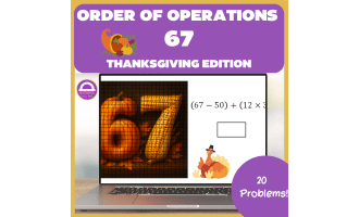 Thanksgiving Order of Operations Pixel Art | 67 Meme Math Activity