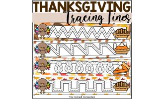 Thanksgiving Prewriting Tracing Lines with Turkeys