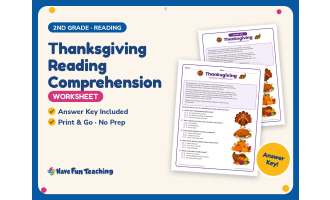Thanksgiving Reading Comprehension Worksheet – 2nd Grade Main Idea