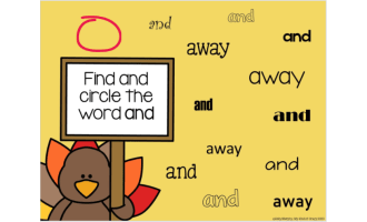 Thanksgiving Sight Words, Dolche Pre-Primer, Google Slides