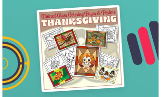 Thanksgiving Stained Glass Coloring Pages & Posters