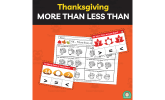 Thanksgiving Task cards More than Less than