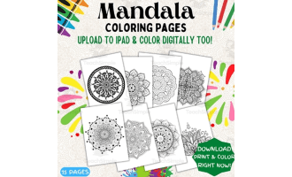 The Art of Mandala Coloring: Printable Book for Stress Reliever.