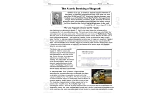 The Atomic Bombing of Nagasaki | Comprehension Questions