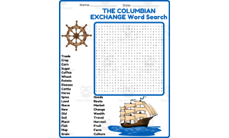 THE COLUMBIAN EXCHANGE Word Search Puzzle Worksheet Activity