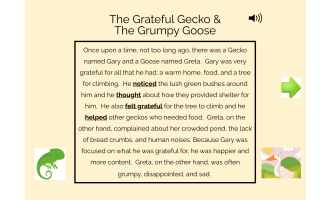 The Grateful Gecko and The Grumpy Goose-SEL Boom Cards About Gratitude With Audio