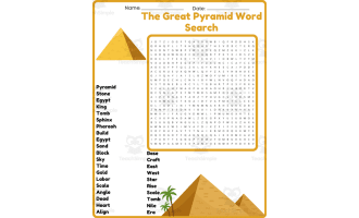 The Great Pyramid word Search Worksheet Activities