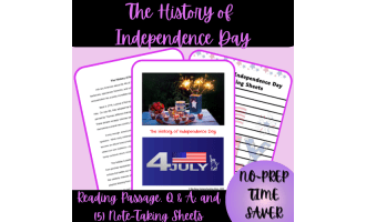 The History of Independence Day Reading Passage, Q & A/Note-Taking