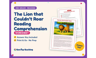 The Lion that Couldn’t Roar Reading Worksheet – 3rd Grade Animals