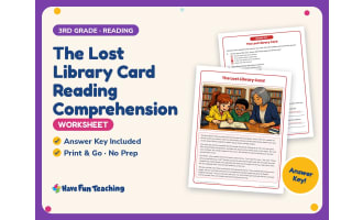 The Lost Library Card Reading Comprehension Worksheet – 3rd Grade