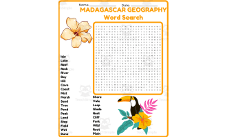 The MADAGASCAR GEOGRAPHY Word Search Puzzle Worksheet Activity
