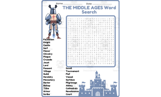 THE MIDDLE AGES Word Search Puzzle Worksheet Activity