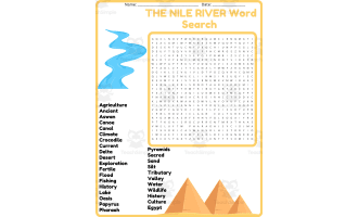 THE NILE RIVER Word Search Puzzle Worksheet Activity