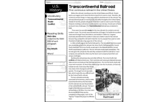The Transcontinental Railroad Reading Packet