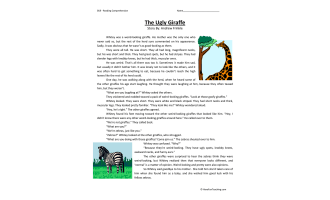 The Ugly Giraffe Reading Comprehension Worksheet