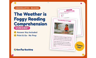 The Weather is Foggy Reading Comprehension Worksheet – Kindergarten