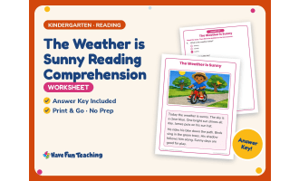 The Weather is Sunny Reading Comprehension Worksheet – Kindergarten