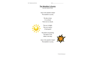 The Weather is Sunny Reading Comprehension Worksheet
