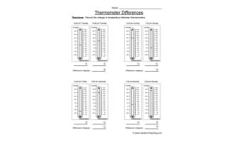 Thermometer Differences Worksheet