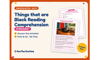 Things that are Black Reading Comprehension Worksheet – Kindergarten