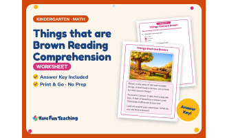 Things that are Brown Reading Comprehension Worksheet – Kindergarten