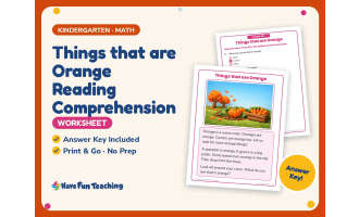 Things that are Orange Reading Comprehension Worksheet – Kindergarten