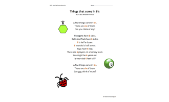 Things that come in 6s Reading Comprehension Worksheet