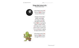 Things that come in 8s Reading Comprehension Worksheet