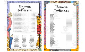 Thomas Jefferson word search & scramble