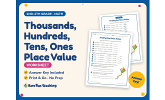 Thousands, Hundreds, Tens, Ones Place Value Worksheet – 2nd-4th Grade