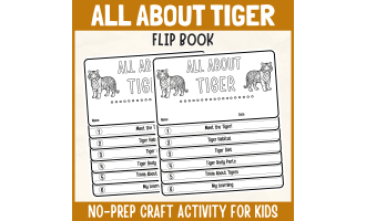 Tiger Flipbook craft Animal Science Study writing prompt activities