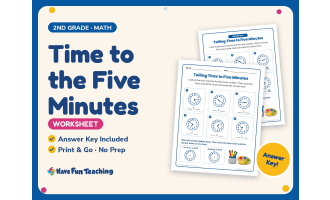 Time to the Five Minutes Worksheet – 2nd Grade Telling Time Practice