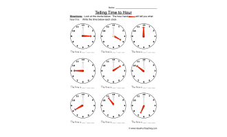 Time to the Hour Worksheet